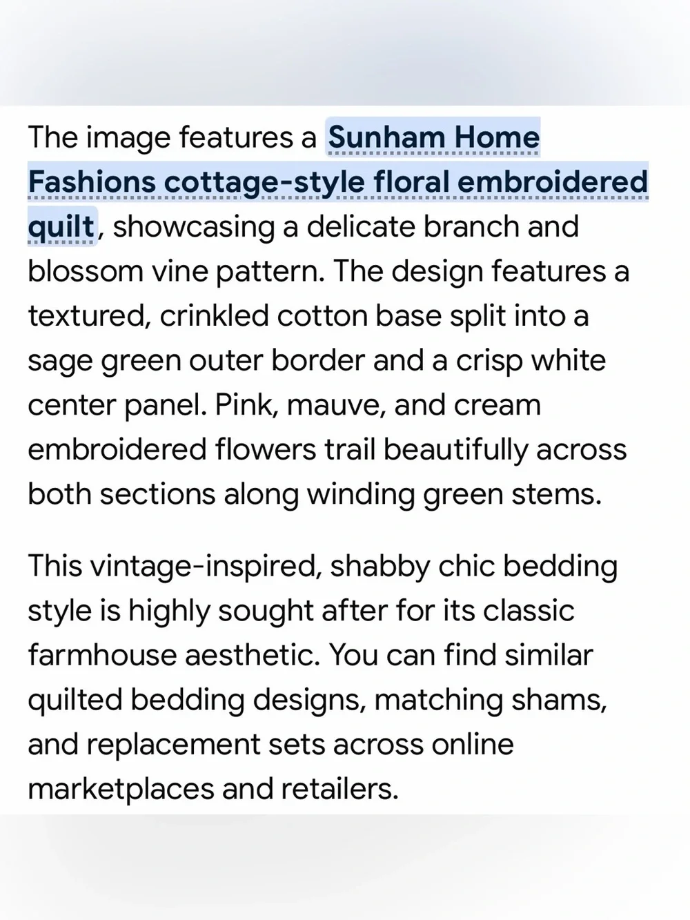 RARE Sunham Home quilt embroidered Floral Bedspread Cottagecore shabby chic
